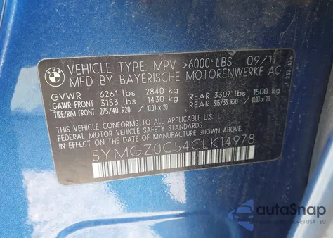 2012 BMW X6 M z USA, uszkodzony, nr VIN 5YMGZ0C54CLK14978